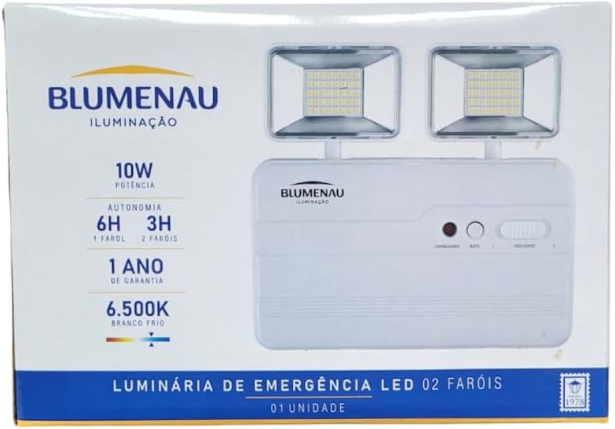 Luz de Emergência Blumenau  Led  2 Faróis Bivolt