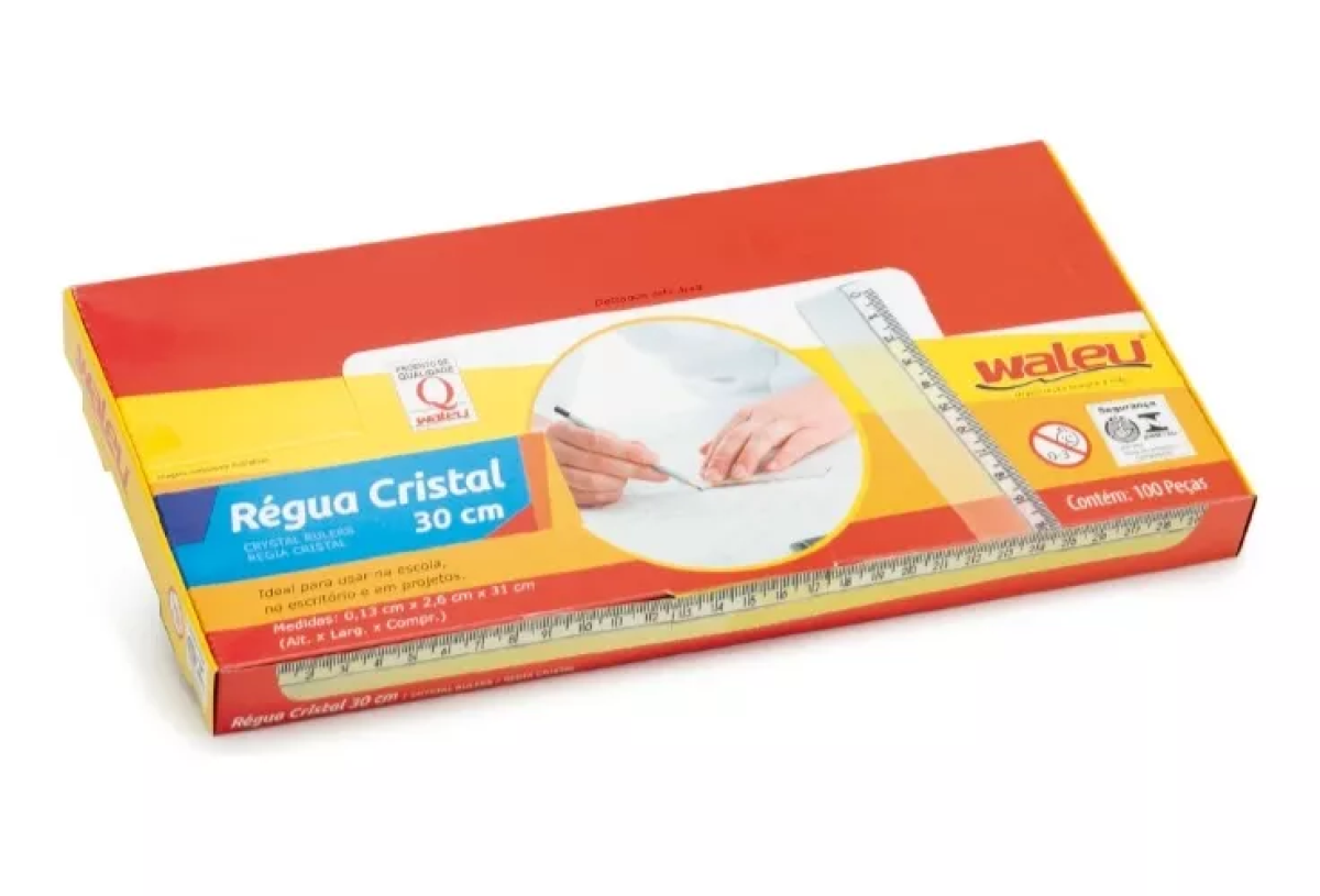 Régua MaxCril 30cm Premium Transparente