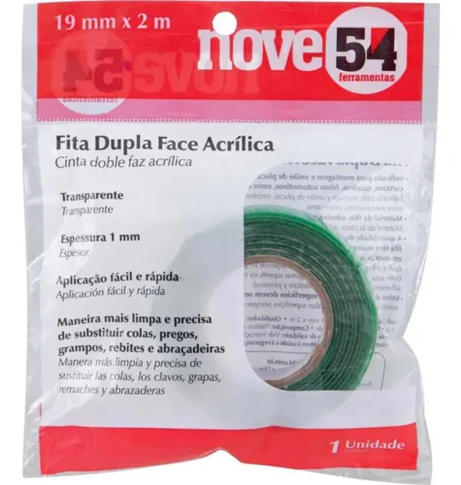 Fita Adesiva Dupla Face Nove54 19mm x 2m