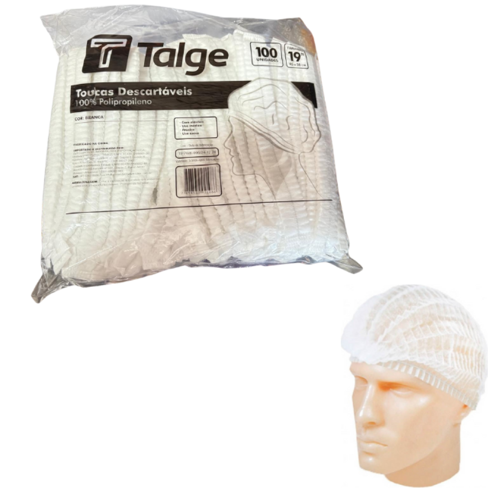 Touca Descartável Talge Branca C/100