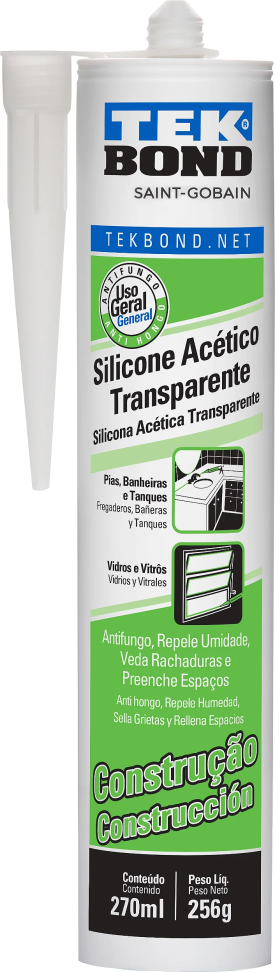 Borracha de Silicone TekBond Acético Transparente 256g