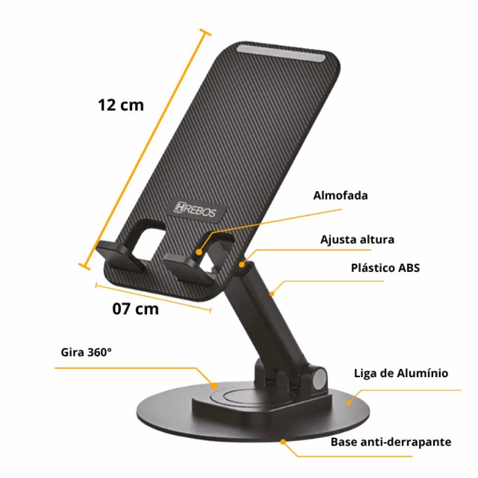 Suporte de Mesa Para Celular Tablet iPhone iPad Rotação 360°