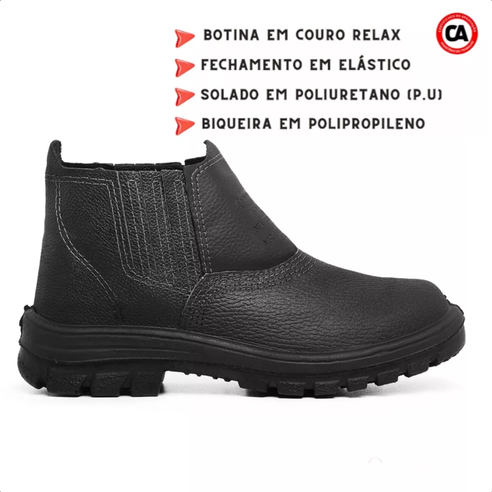 Botina Couro Reforçada Leve Macia nº 39