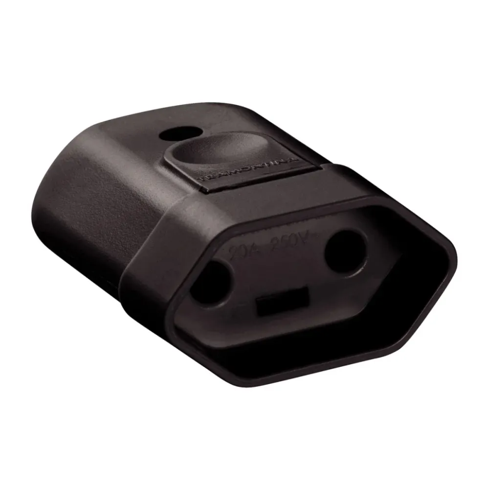 Plugue Fêmea Tramontina 2P 10A 250V Preto/Branco