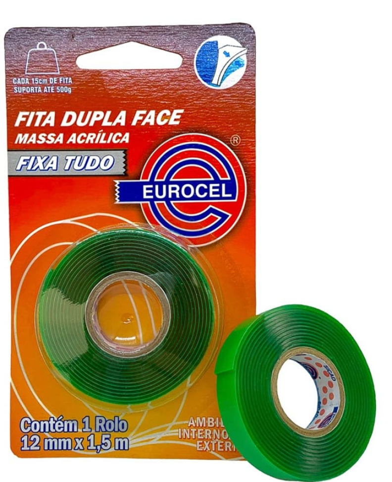 Fita Adesiva Dupla Face Eurocel 12mm x 1,5m