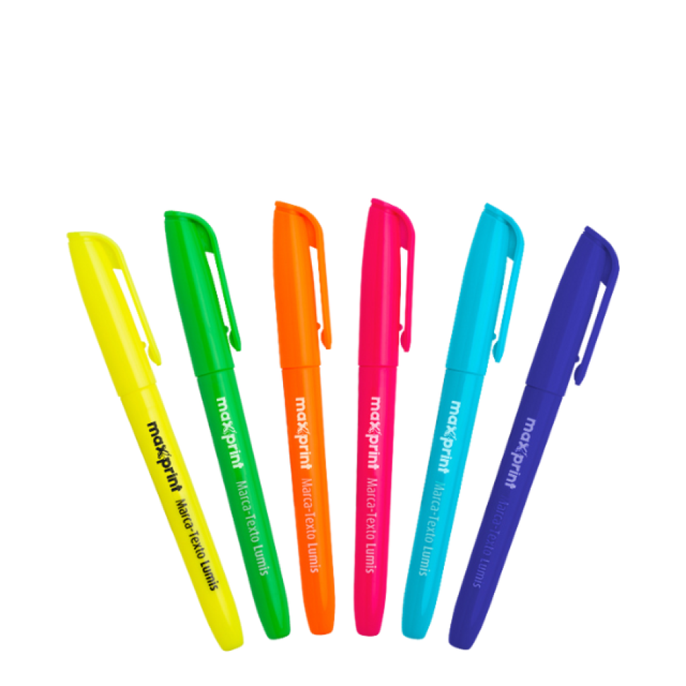 Caneta Marca Texto Bazze Cores Amarelo Rosa e Verde