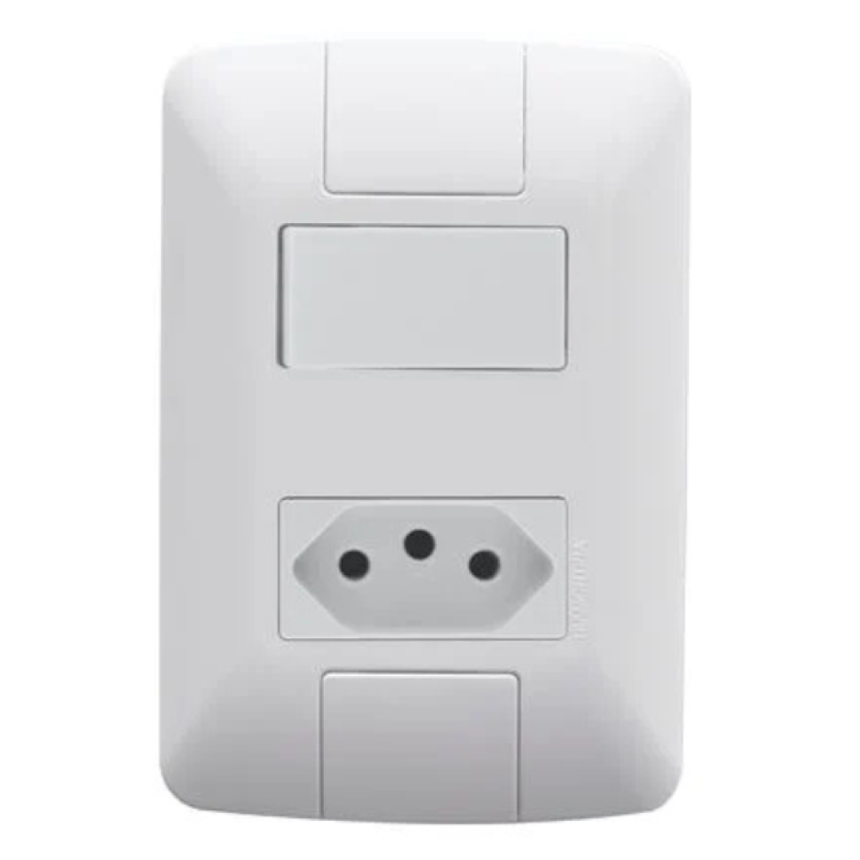 Conjunto Tramontina Aria 1 Interruptor 6a 250v e 1 Tomada 2P+T 10a 250v