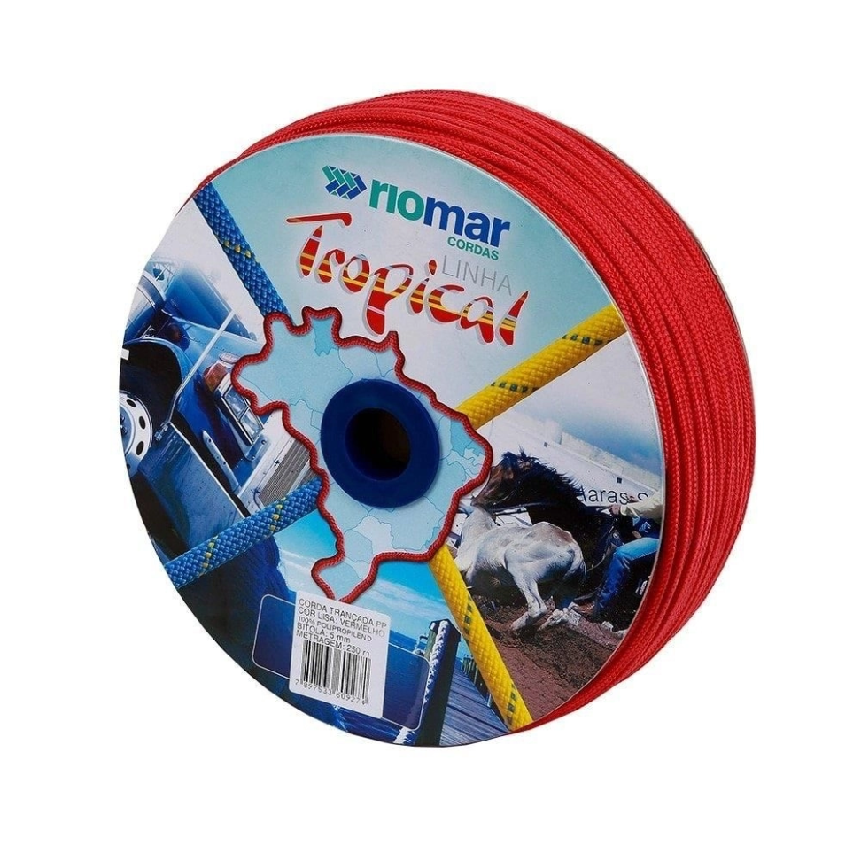 Corda Riomar Trançada 05mm Tropical Vermelho