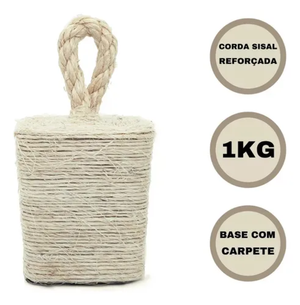 Aparador de Peso Concreto Quadrado com Sisal 1 Kg