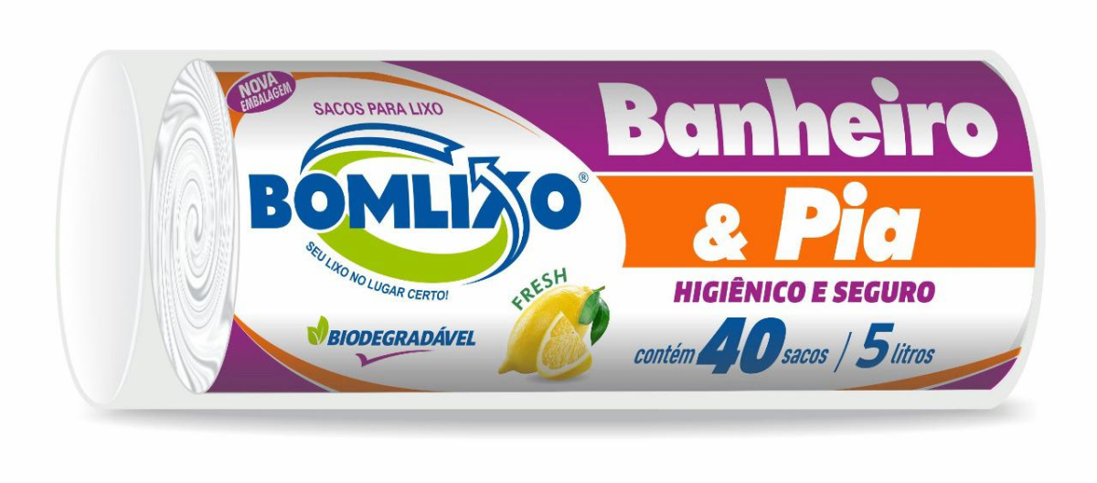 Saco para Lixo Bomlixo 05L Branco Banheiro e Pia Rolo C/40