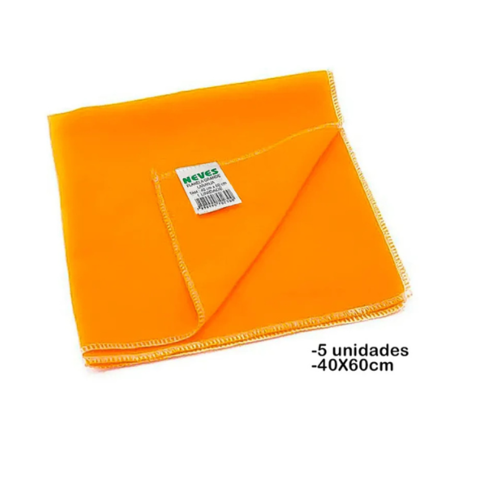 Flanela de Limpeza Laranja 40x60cm 100% Algodão