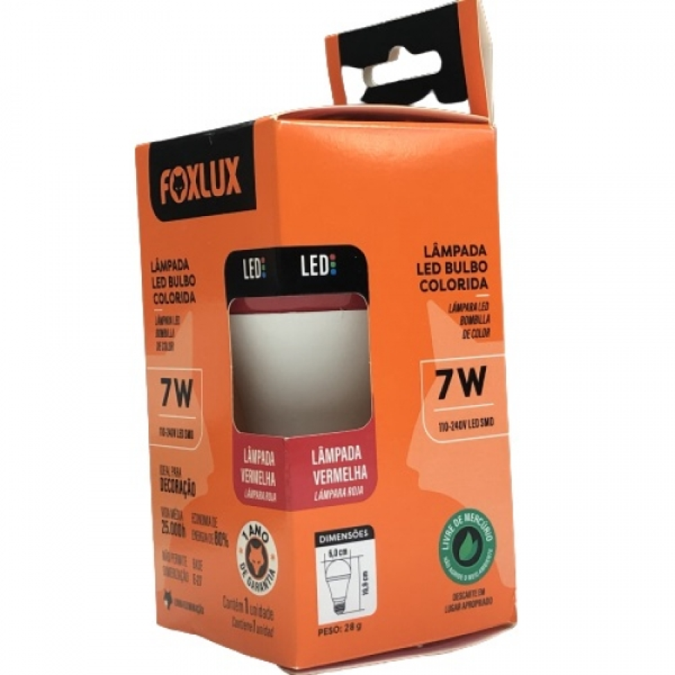 Lâmpada Led Foxlux 7W Vermelha Bivolt