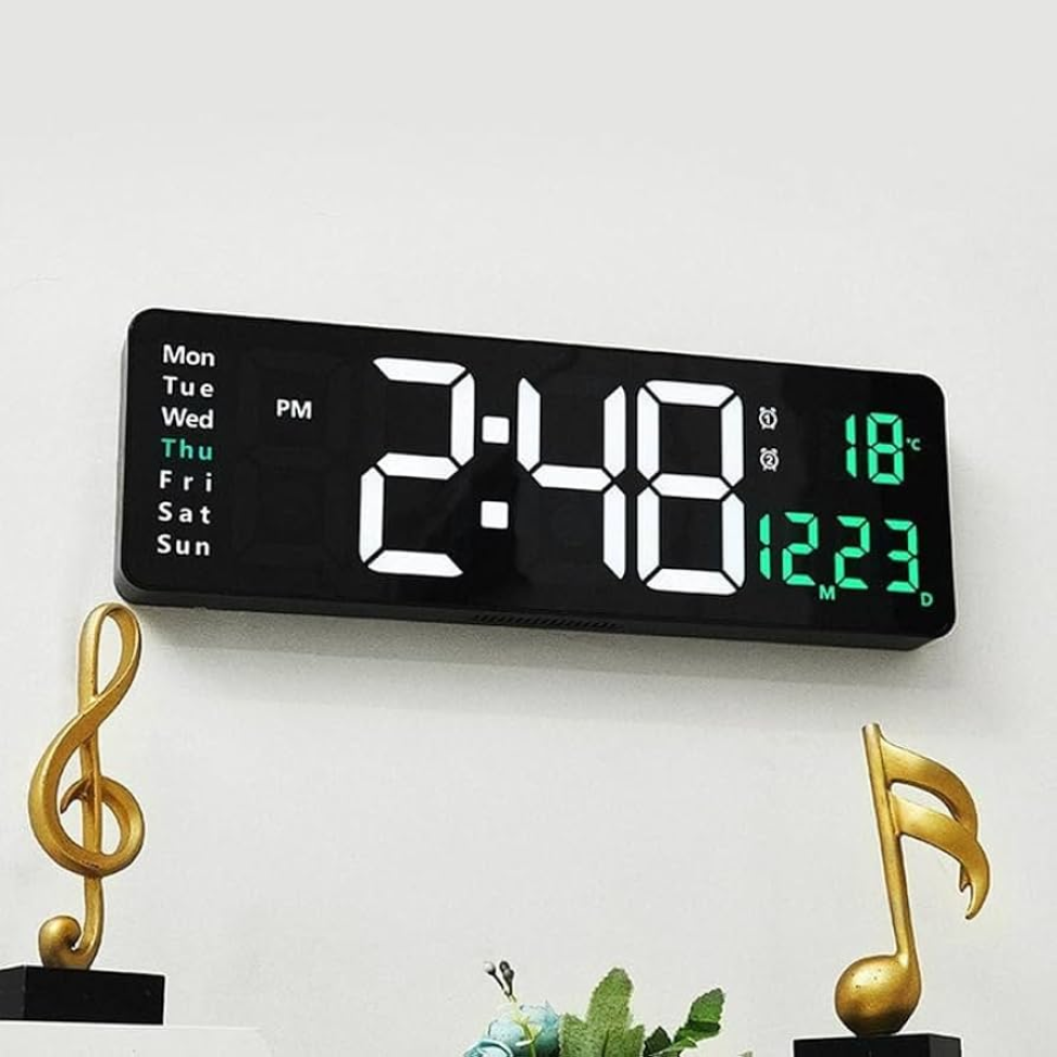 Relógio de Parede LED Digital Grande Controle Calend Temp