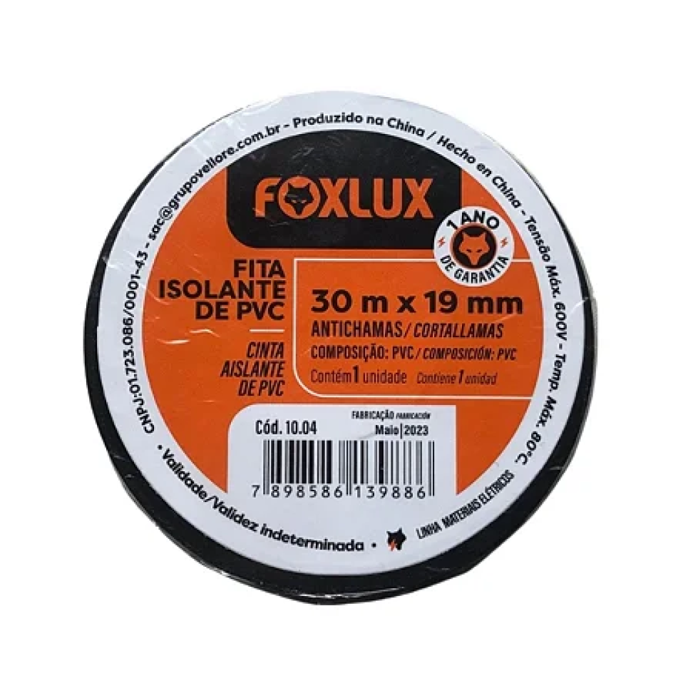 Fita Isolante Foxlux Preta 30m