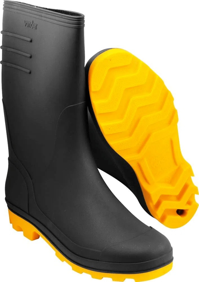 Bota de PVC Vonder TAM 38 Cano Médio Preto Amarelo
