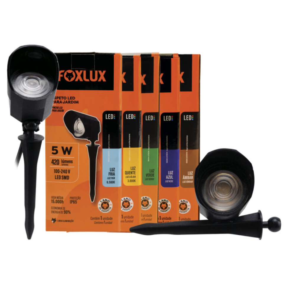 Espeto Led Para Jardim 5w 3000k Bivolt Foxlux Luz Verde
