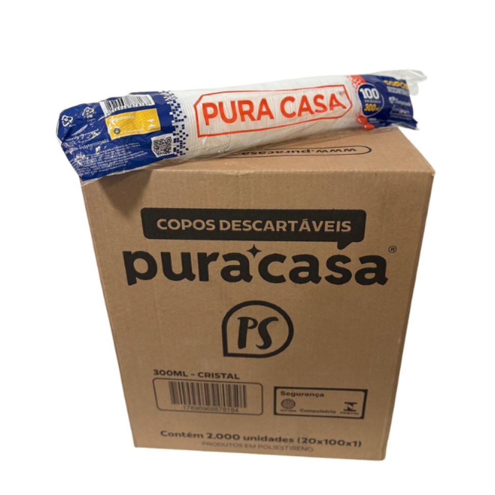 Copo Descartável 300ml Pura Casa C/100 Unidade