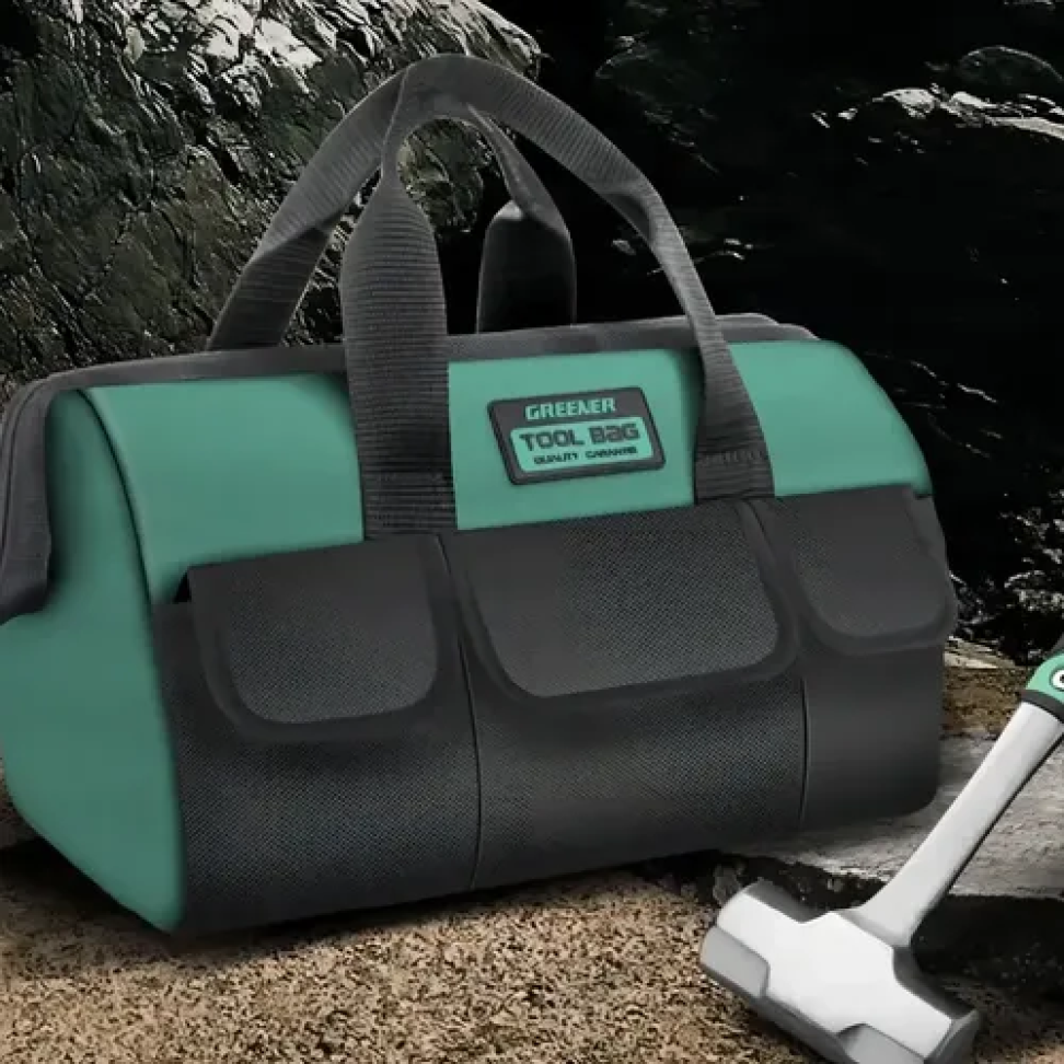 Bolsa em Lona Para Ferramentas 6 Bolsos Preta, Verde e Azul - #3