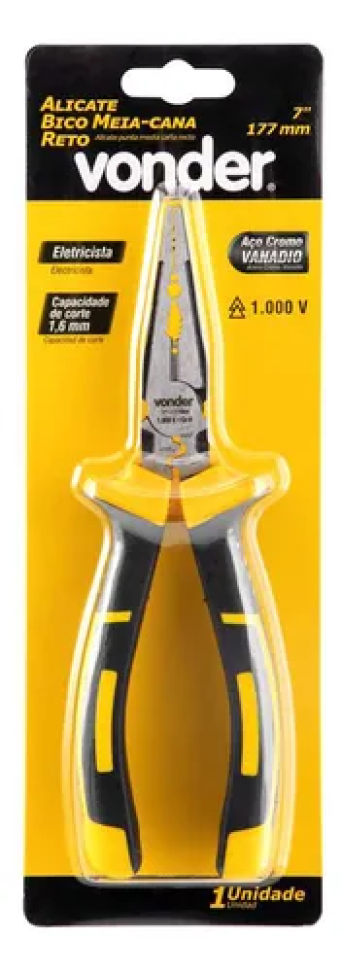 Alicate Bico Vonder Amarelo Meia Cana Isolado 7"