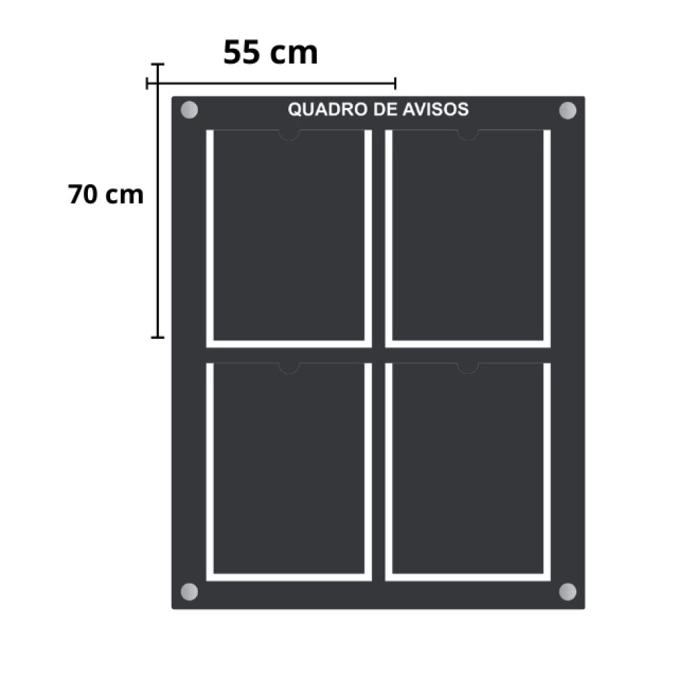 Quadro de Aviso ACM 04 Displays Acrílicos A4 C/Prolongadores