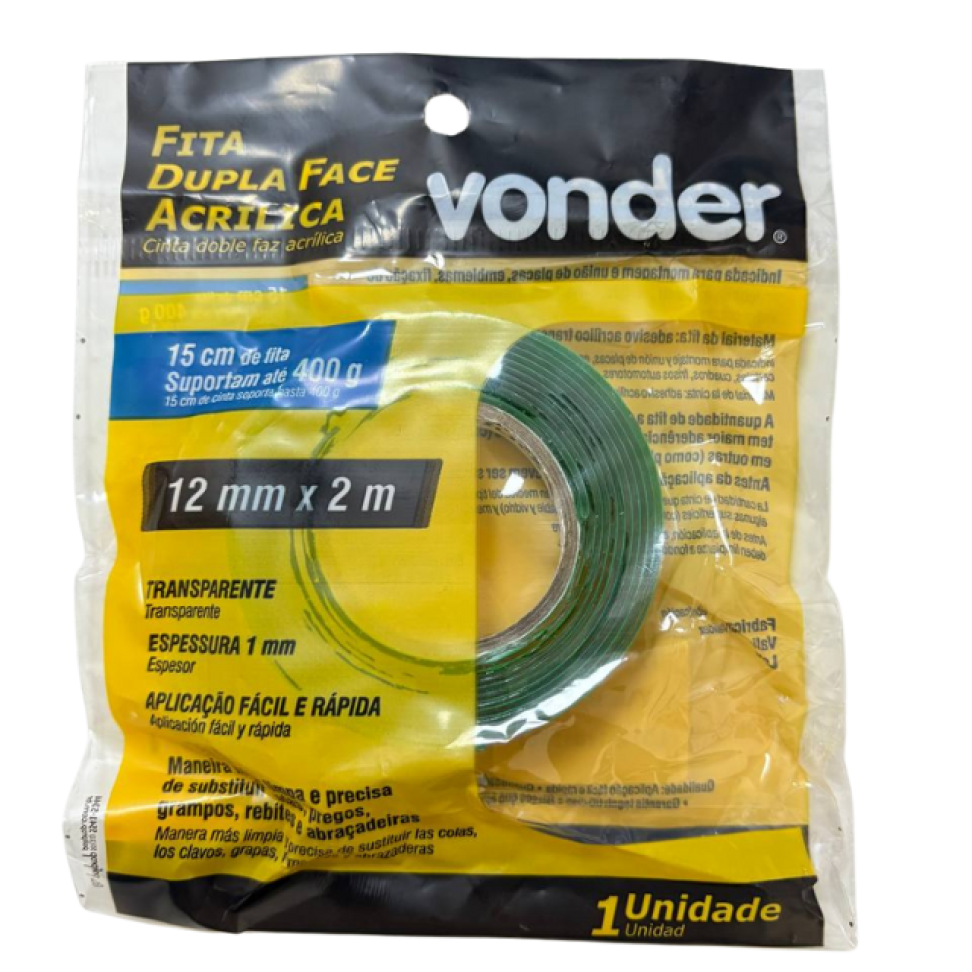 Fita Dupla Face Vonder 12mm x 02m