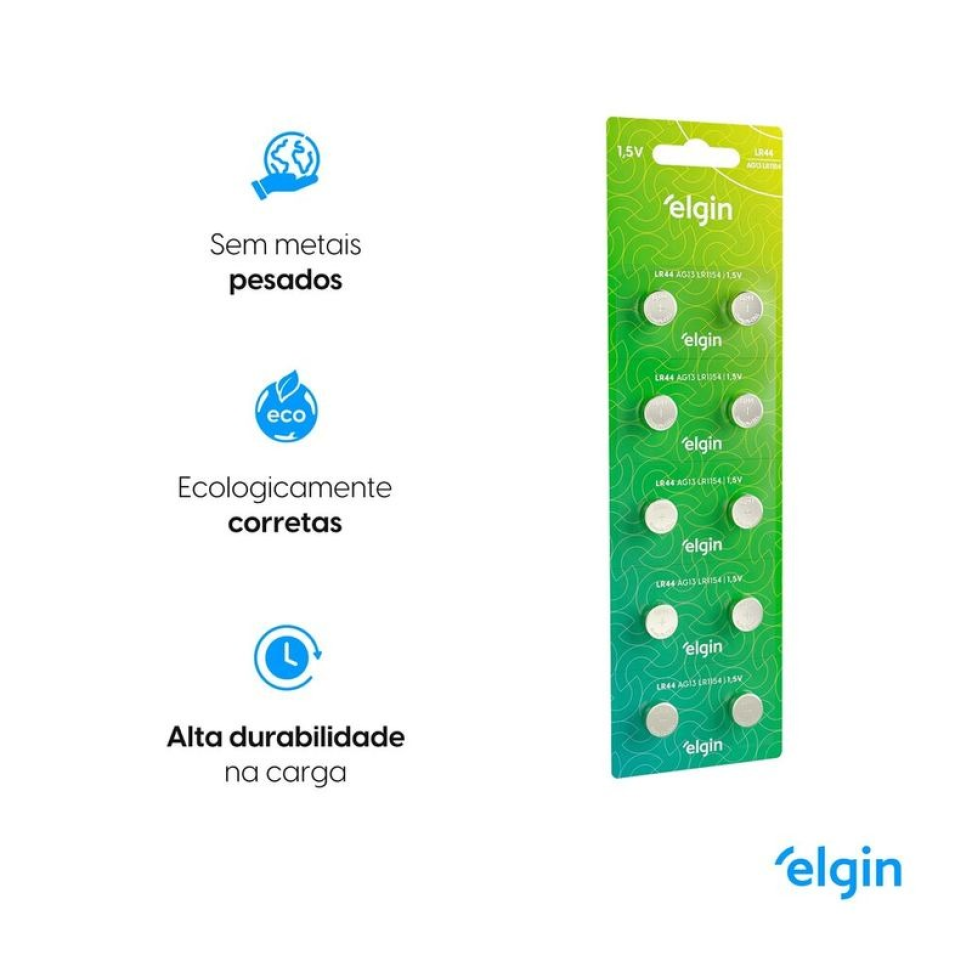 Bateria Alcalina Elgin LR44 1,5V