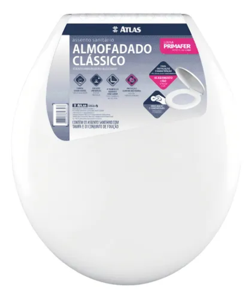 Assento Sanitário Almofadado Oval Branco Liso