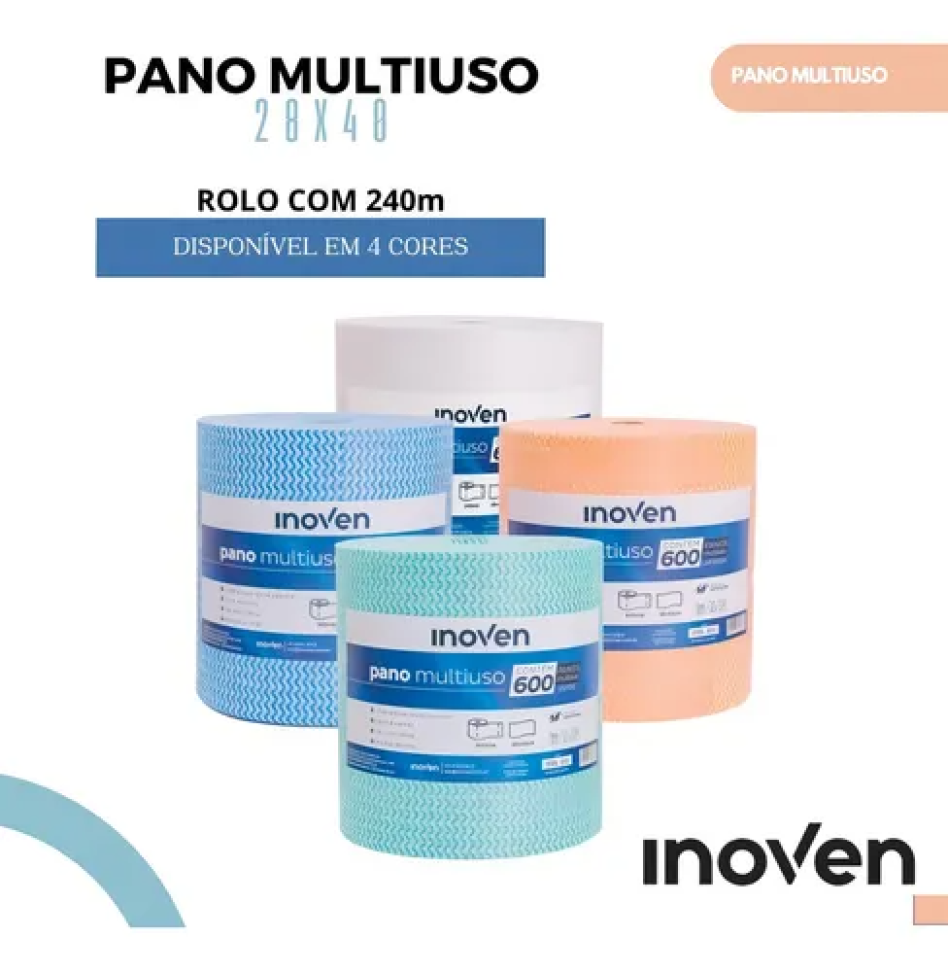 Pano de Limpeza Inoven Multiuso 28 x 40 cm 600 Panos