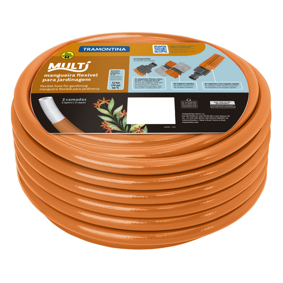 Mangueira Jardim Tram Multi C/Eng Laranja 15m 1/2"