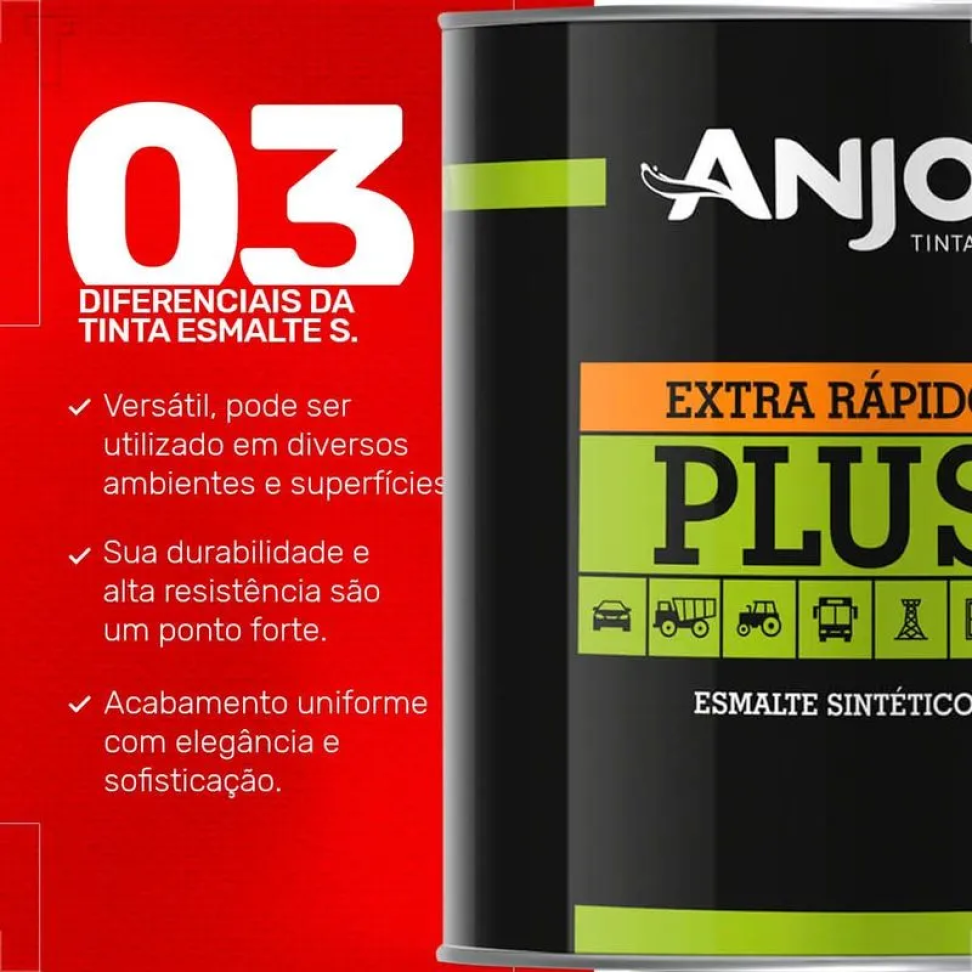 Tinta Esmalte Sintético Anjo Preto Chassis Semi-Brilho 900ml
