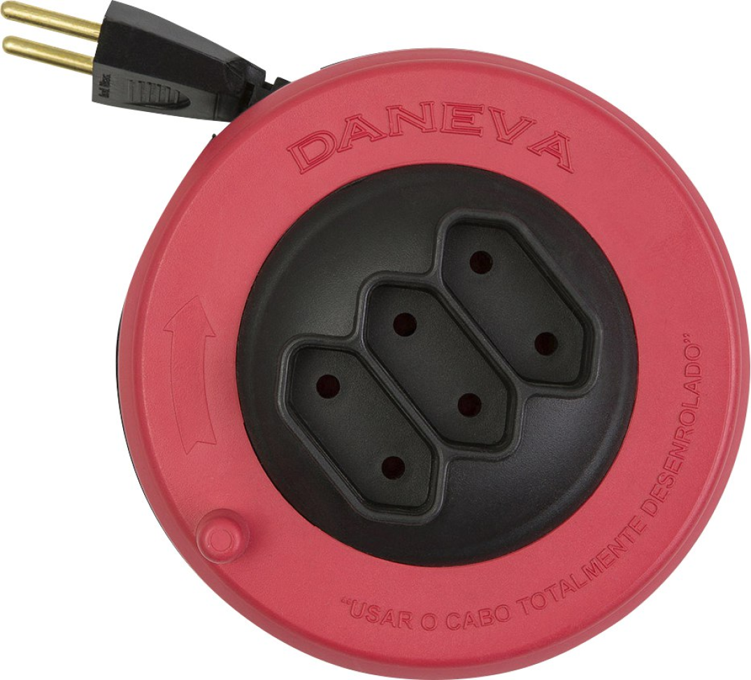 Extensão Elétrica Tripolar Daneva 10A 2P Enrolador 5M