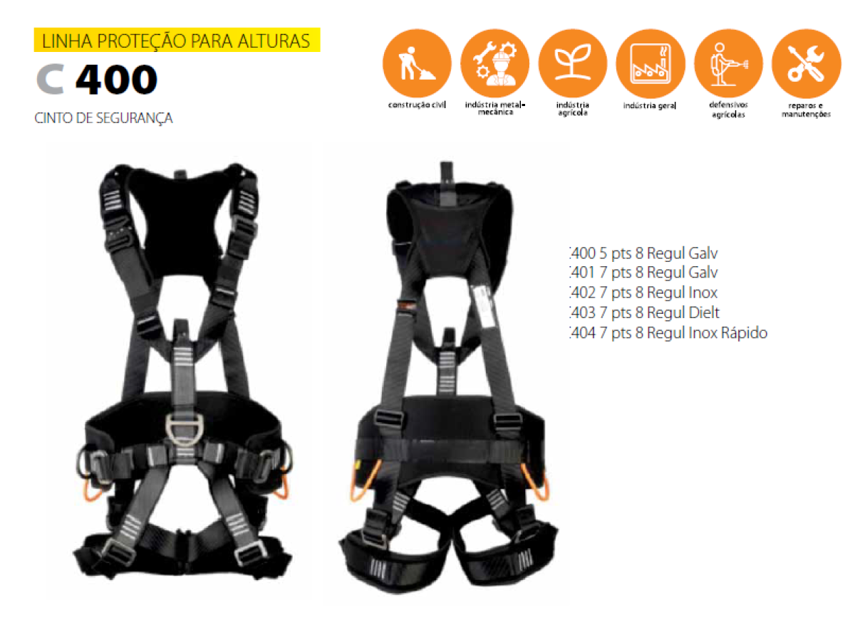 Cinto Paraquedas Safety 5 Pontas