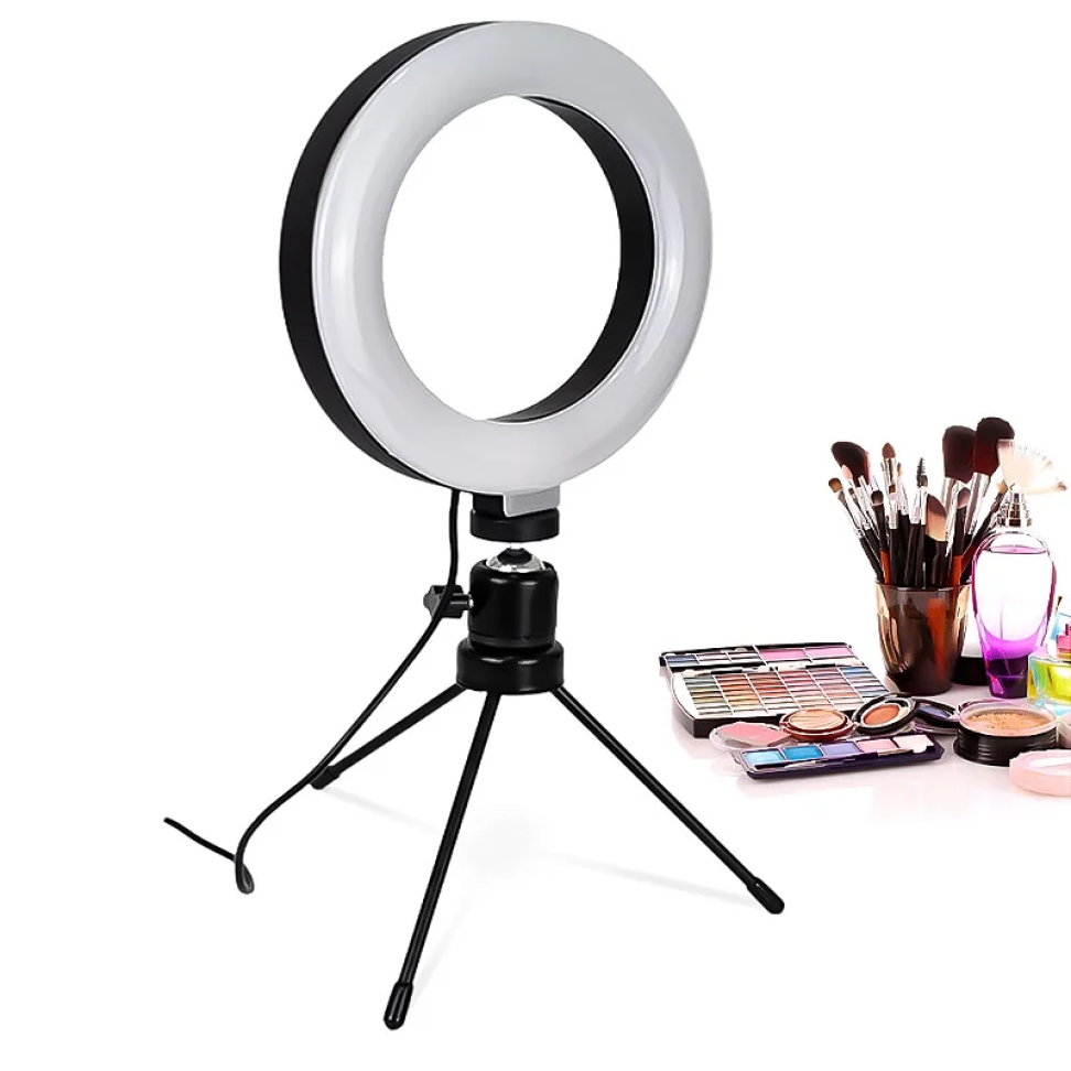 Ring Light de Mesa Iluminador Led Tripé 6 com Suporte Celular