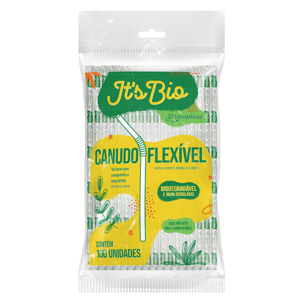 Canudo Its Bio Flexível Strawplast C/100