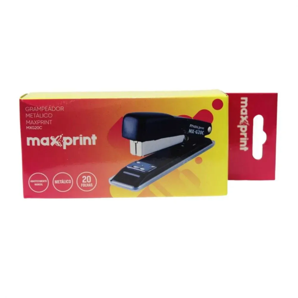 Grampeador Maxprint G20C Metálico 20fls Preto
