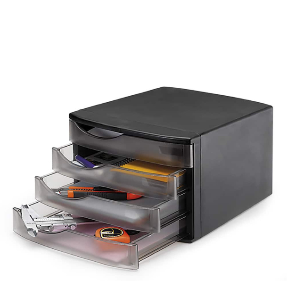 Gaveteiro Organizador Maxcril Fumê 04 Gavetas