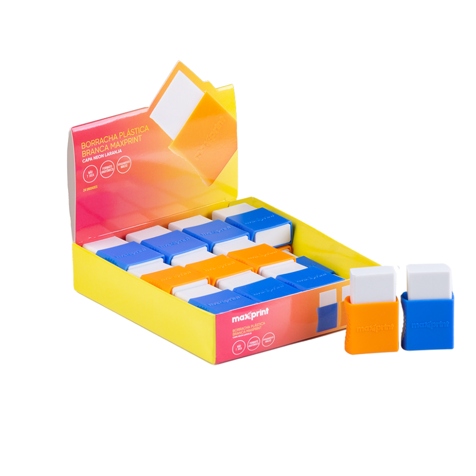 Borracha Maxprint Escolar Capa Plástica AzulLaranja