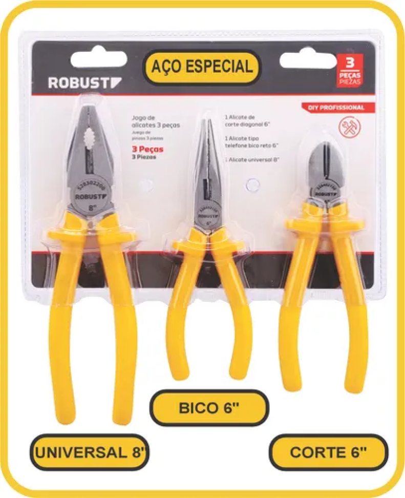 Jogo de Alicates Robust 3 peças