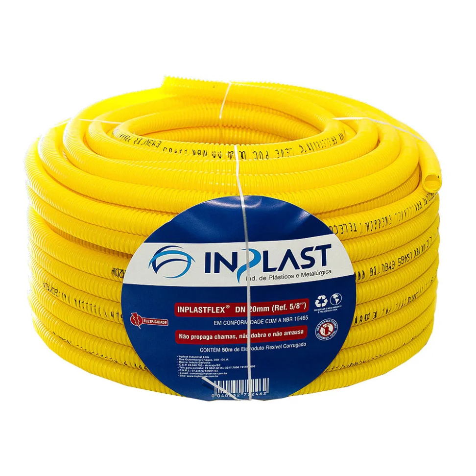 Eletroduto Corrugado Inplast PVC 3/4" 25mm Amarelo