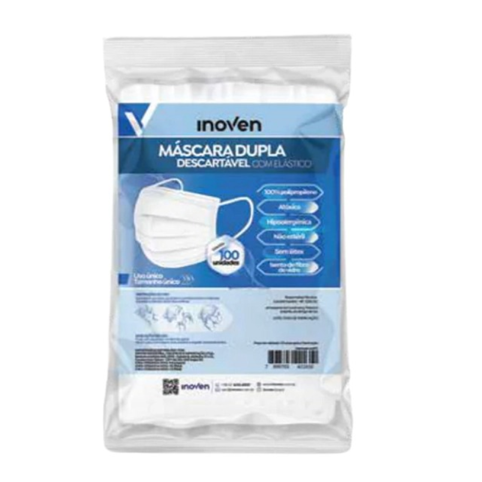 Máscara Dupla Inoven Branca Elástico C/100
