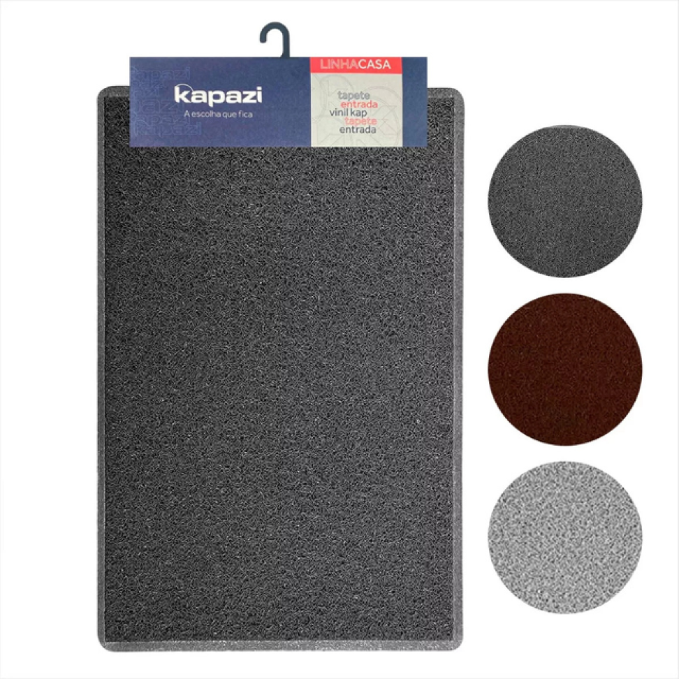 Tapete Capacho Vinil 100 X 60cm Cor Cinza