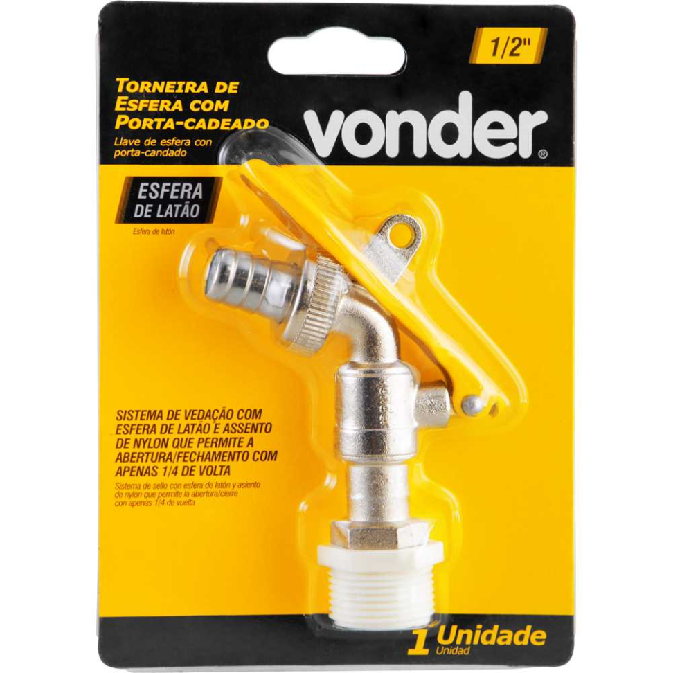 Torneira de Esfera Vonder 1/2" Com Porta Cadeado