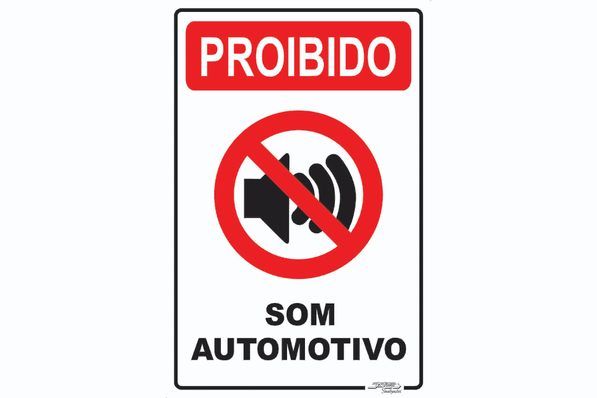 Plaquinha 15x20cm Proibido Som de Carro