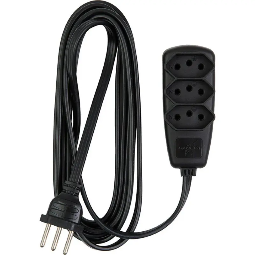 Extensão Elétrica Tripolar Pluzie Cabo PP 3 Entradas 10m