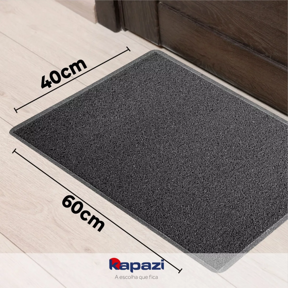 Tapete Capacho Kapazi Vinil 40 x 60cm Preto