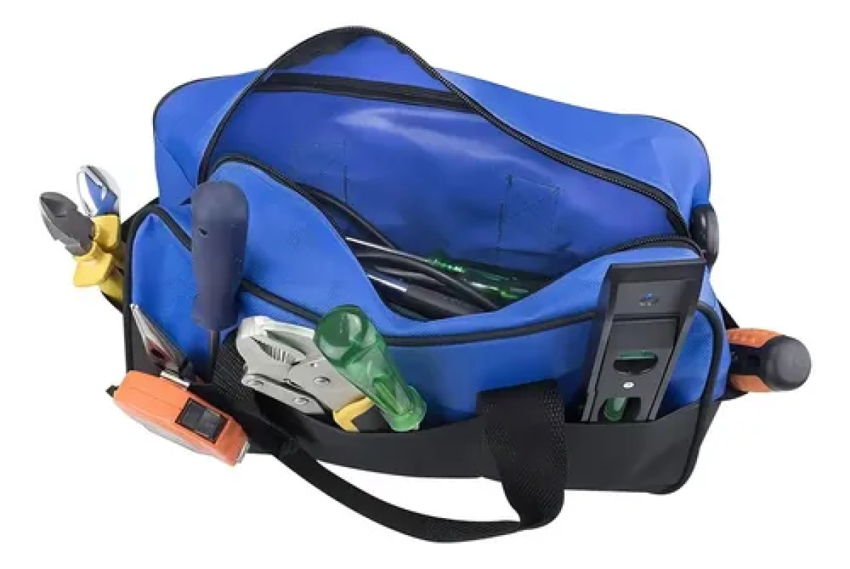 Bolsa em Lona Para Ferramentas 6 Bolsos Preta, Verde e Azul - #4