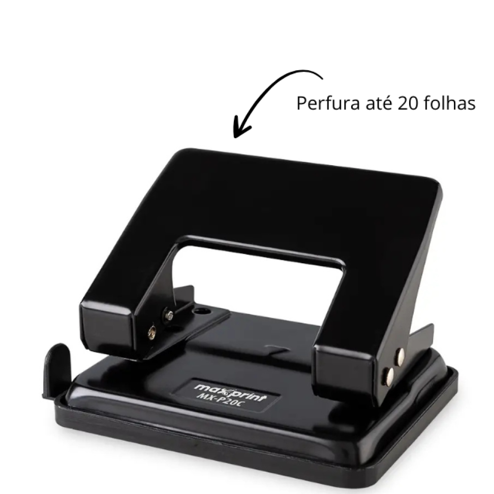 Perfurador Metálico Maxprint para Folhas Cor Preto