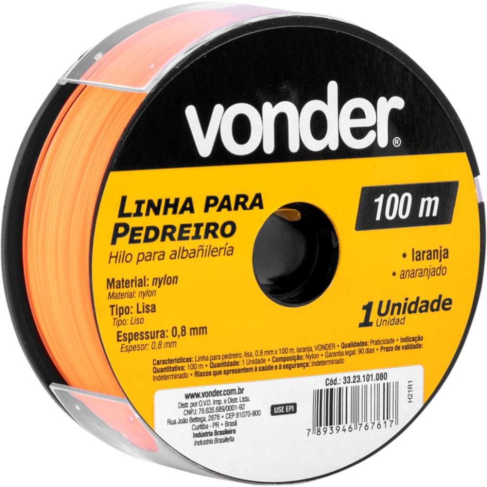 Linha Para Pedreiro Vonder 0,8mm x 100m Laranja