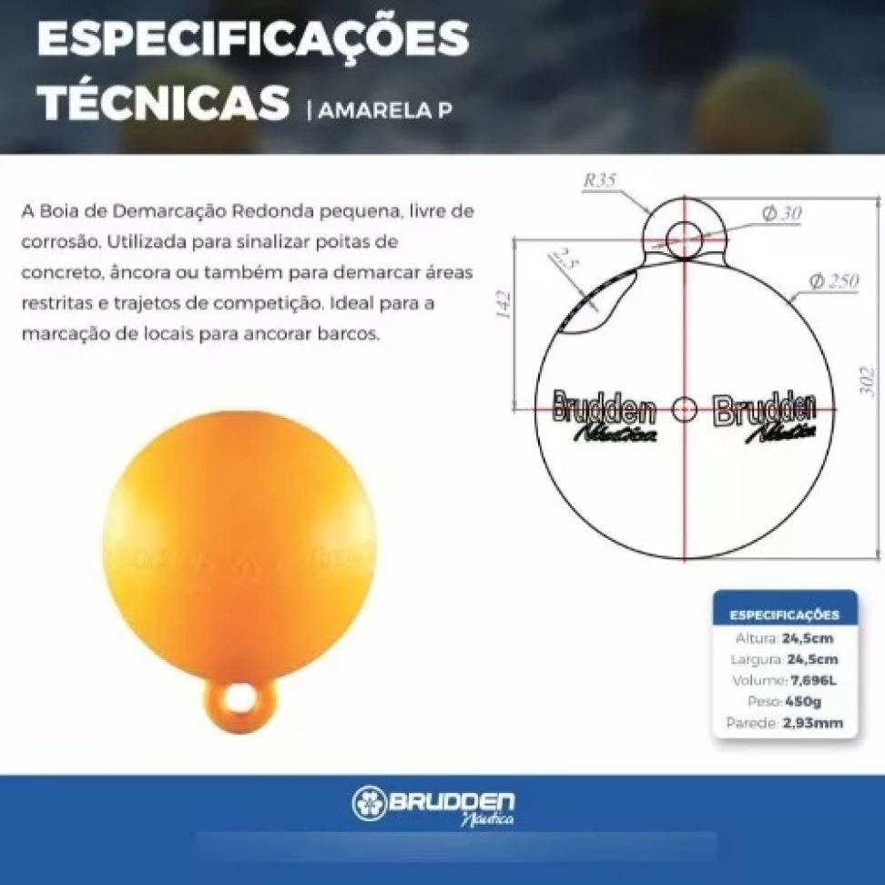 Boia de Demarcação Brudden Redonda Amarela
