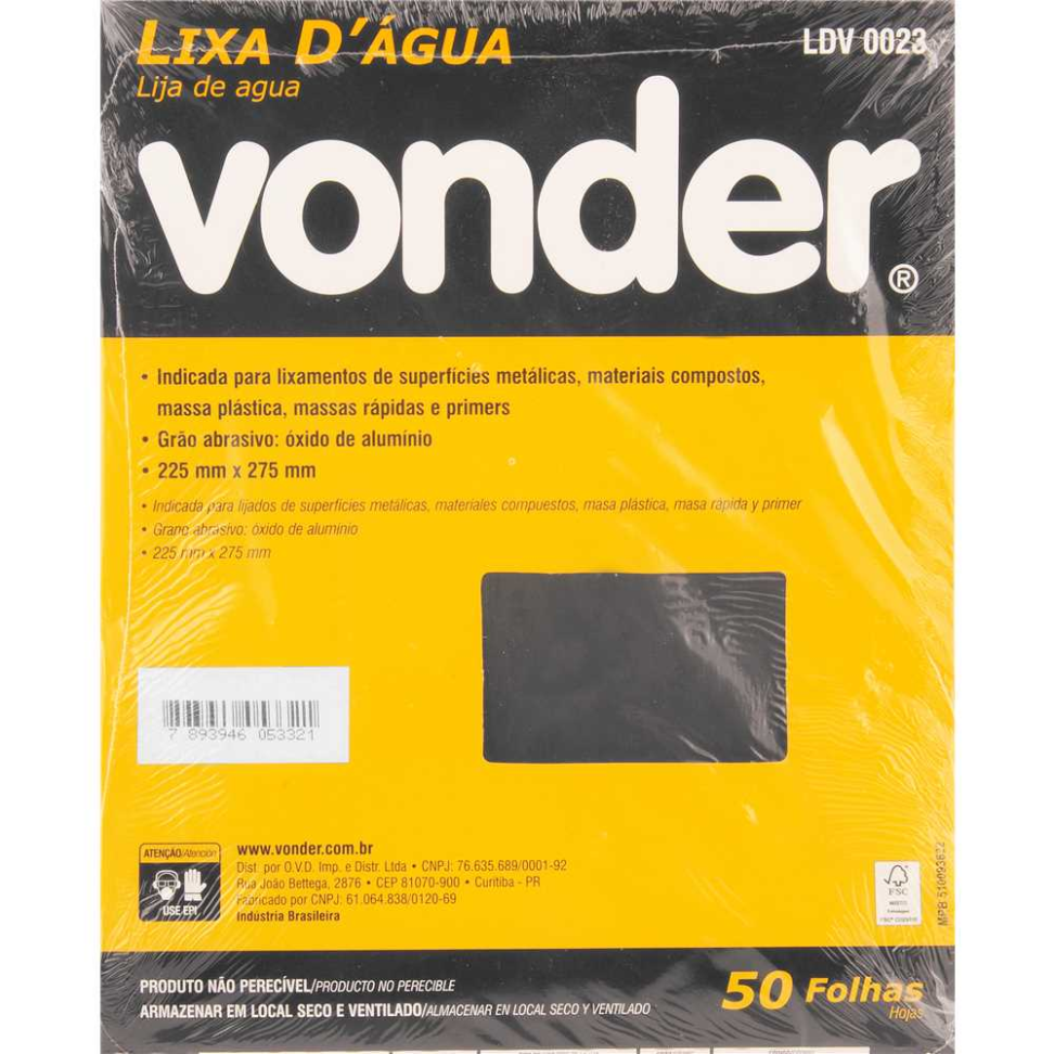 Lixa Folha Dágua Vonder Grão 400